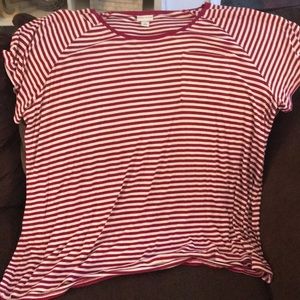 deep red and cream striped T-shirt